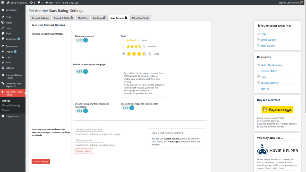 yasr-user-review-settings